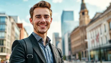 Almanya'da staj imkanlarını adım adım yakalamak için rehberlik eden bir genç öğrenci, laptop başında araştırıyor.