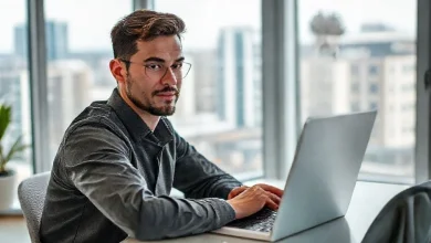 Almanya'da iş arayan birinin online platformlarda iş ilanlarını incelemesi.