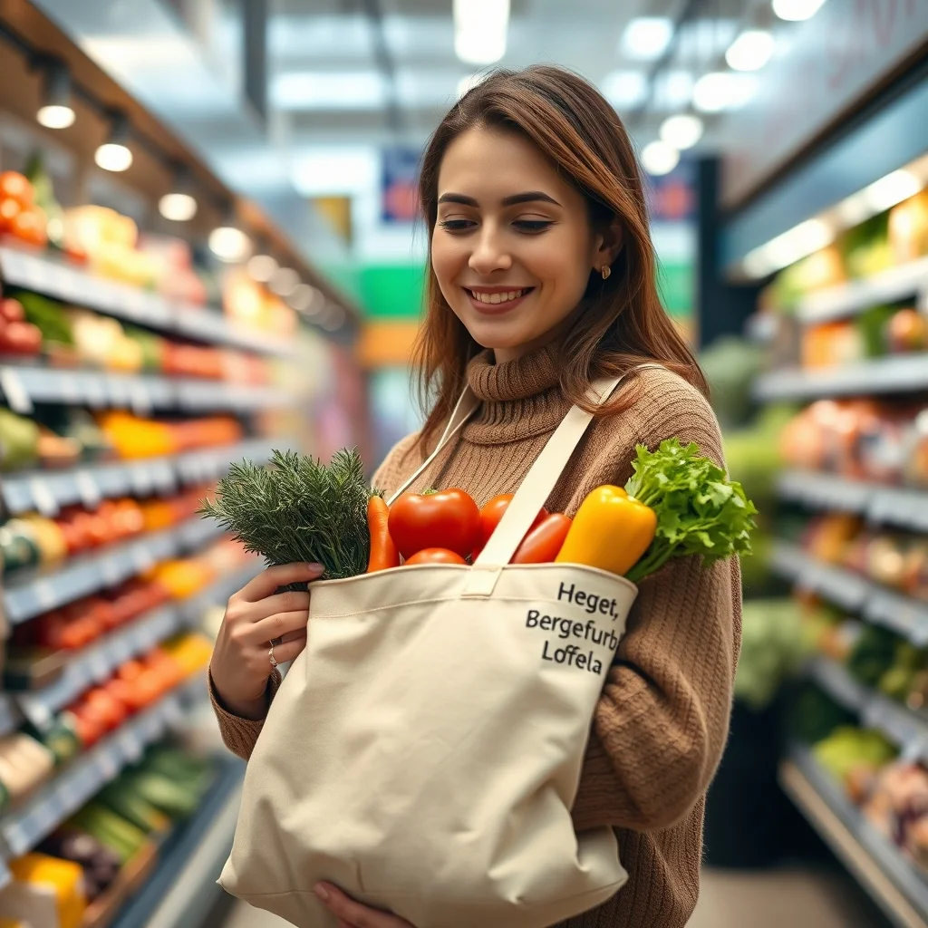 Almanya'da süpermarkette alışveriş listesiyle gıda masraflarını azaltmanın yollarını arayan genç bir kadın.