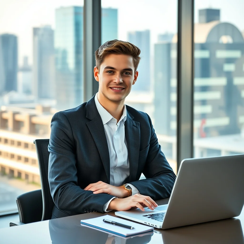 Ofis ortamında laptop başında çalışan ve iş başvurusu için Almanca dil seviyesi geliştiren profesyonel.