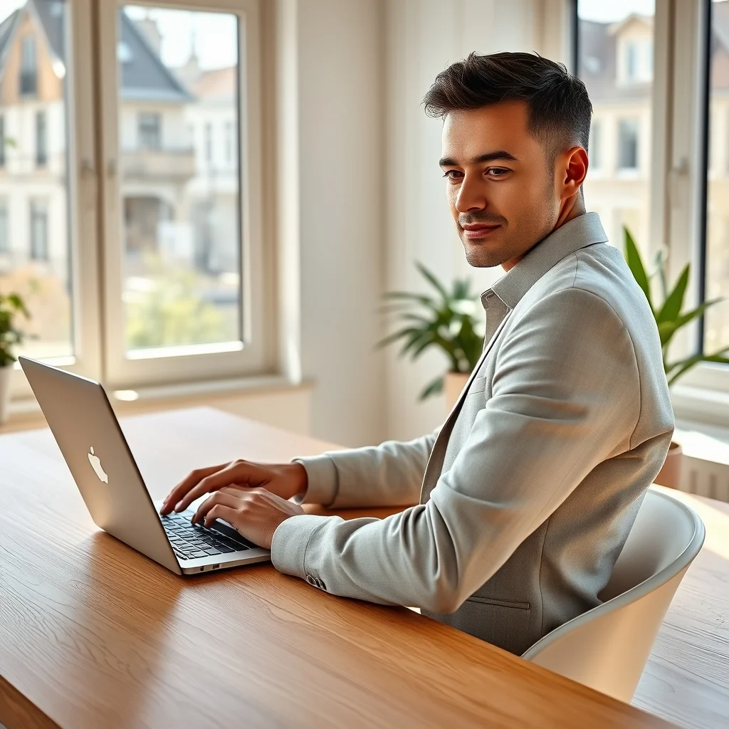 Laptop başında dijital platformlar üzerinden yeni iş fırsatları ve kariyer imkanları arayan kişi.