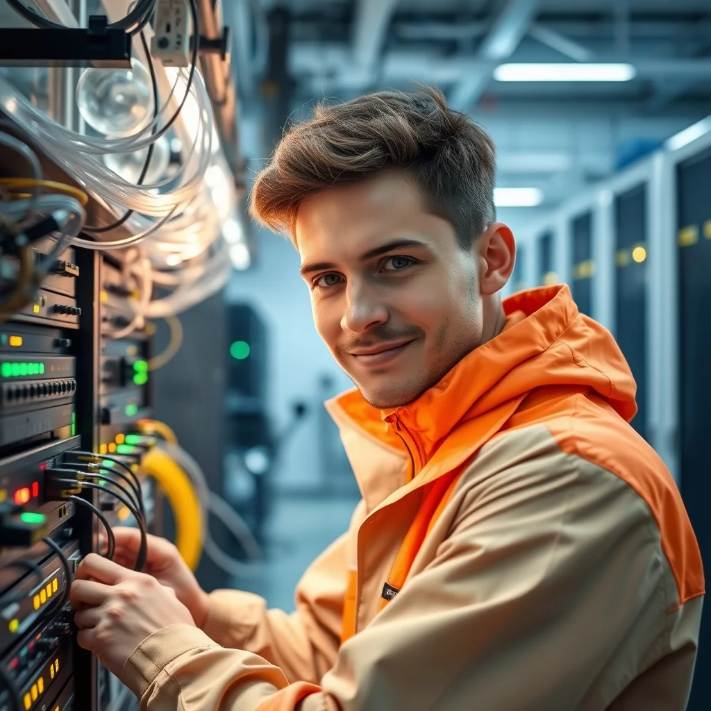 Almanya haritası üzerinde parlayan 5G ağları ve fiber optik kablolarla dijitalleşen telekomünikasyon sektörü.