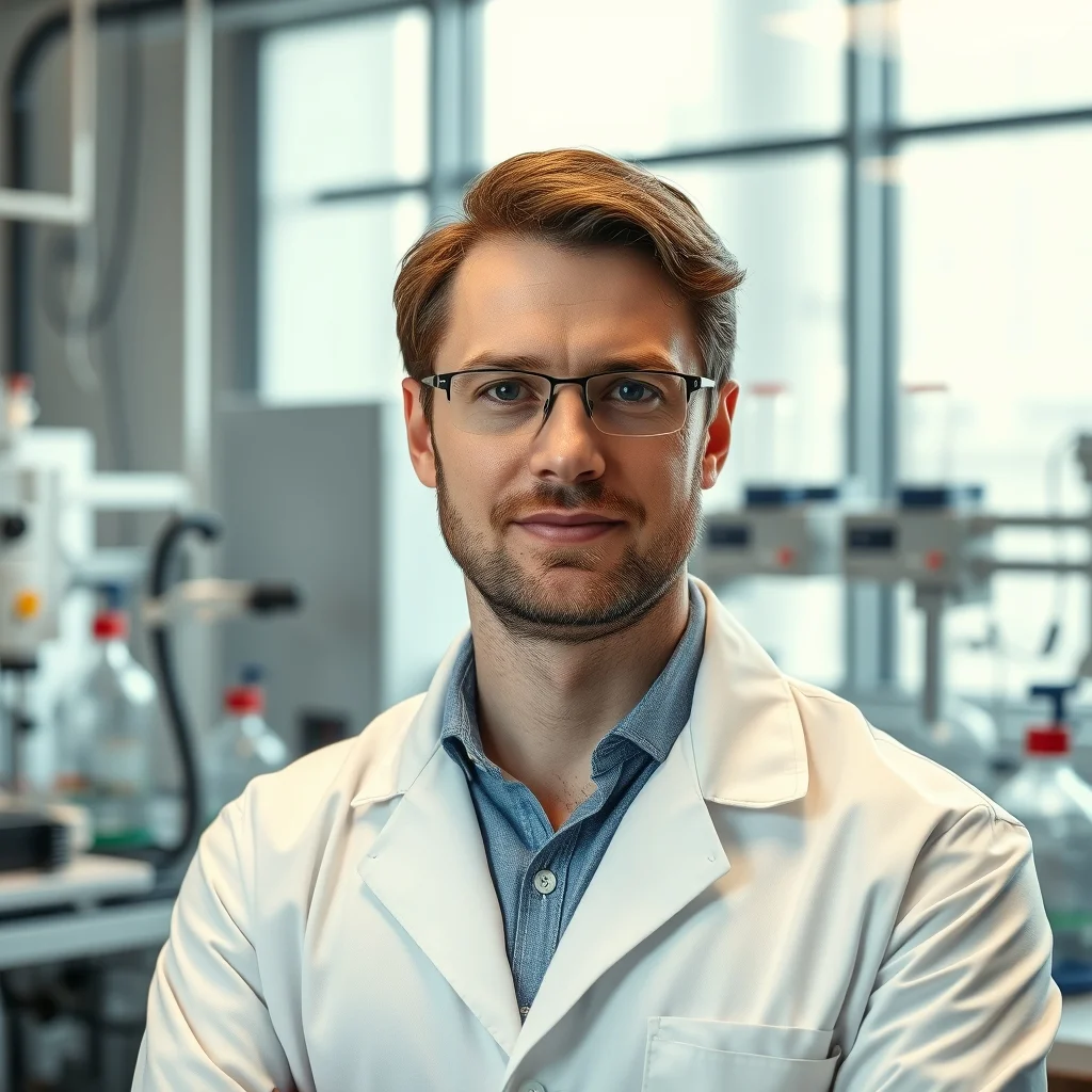 Aachen kentinde modern bir laboratuvarda deney yapan kimya mühendisi aylık projelerini inceliyor.