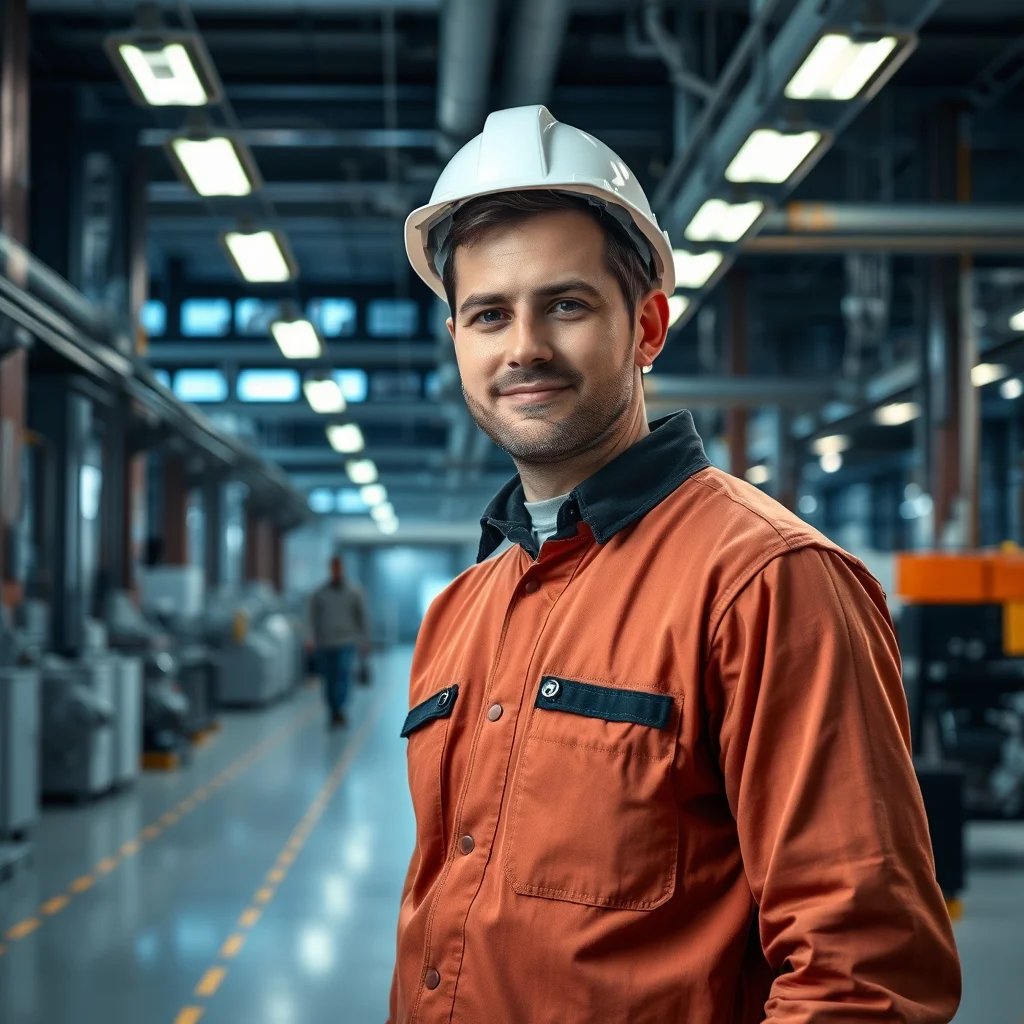 Almanya'da gece vardiyası işçi ücreti hesaplayan modern bir fabrikadaki kasklı çalışan ve Euro simgeleri.