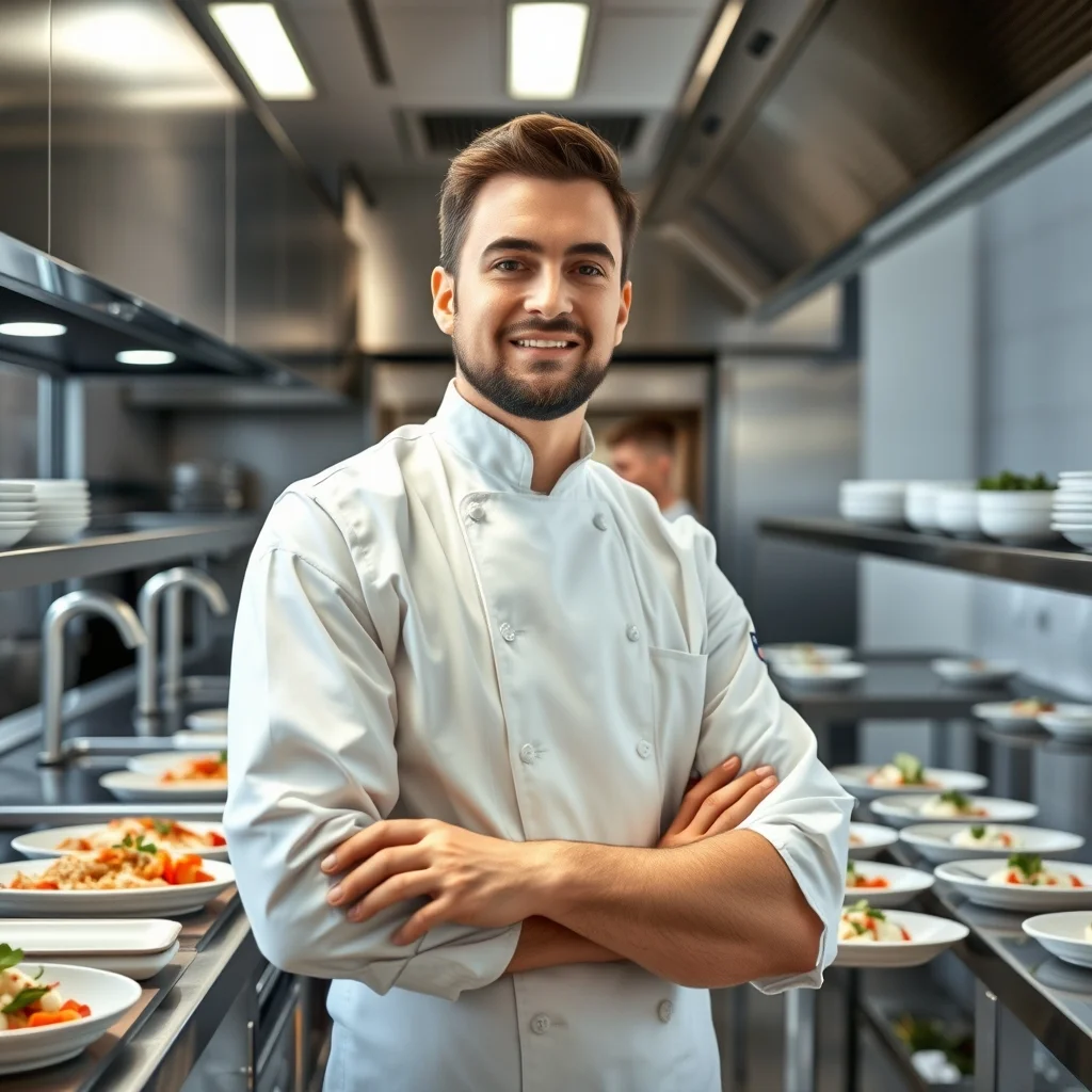 Düsseldorf'ta lüks bir restoranda soğuk mutfak şefi taze malzemelerle meze tabağı hazırlıyor.