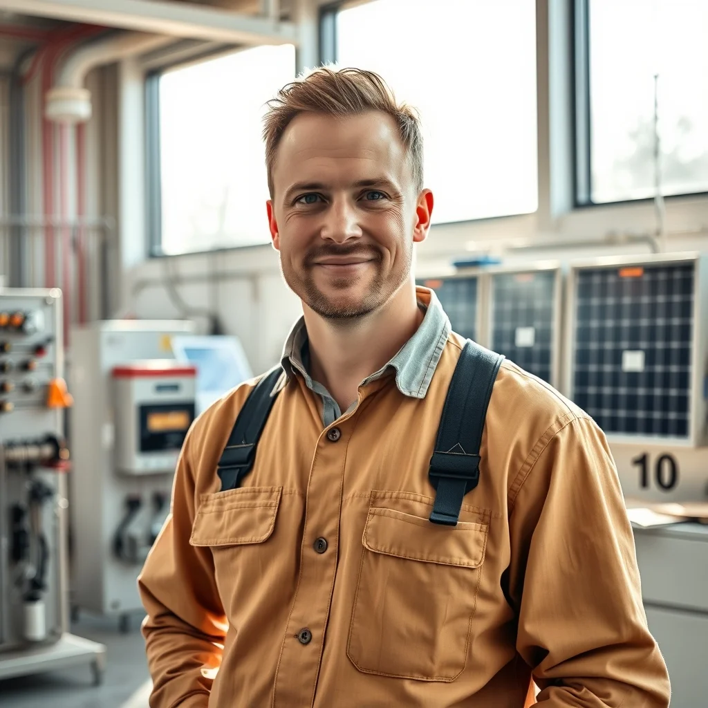Freiburg kentinde bir elektrikçi elindeki avometre ile sigorta panosunu tamir ederek saatlik işçilik hizmeti sunuyor.