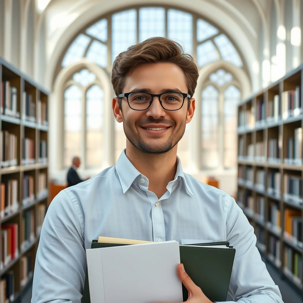 Tarihi Heidelberg Üniversitesi önünde cübbesiyle duran genç araştırmacı, akademisyen unvan belgesini gururla tutuyor.