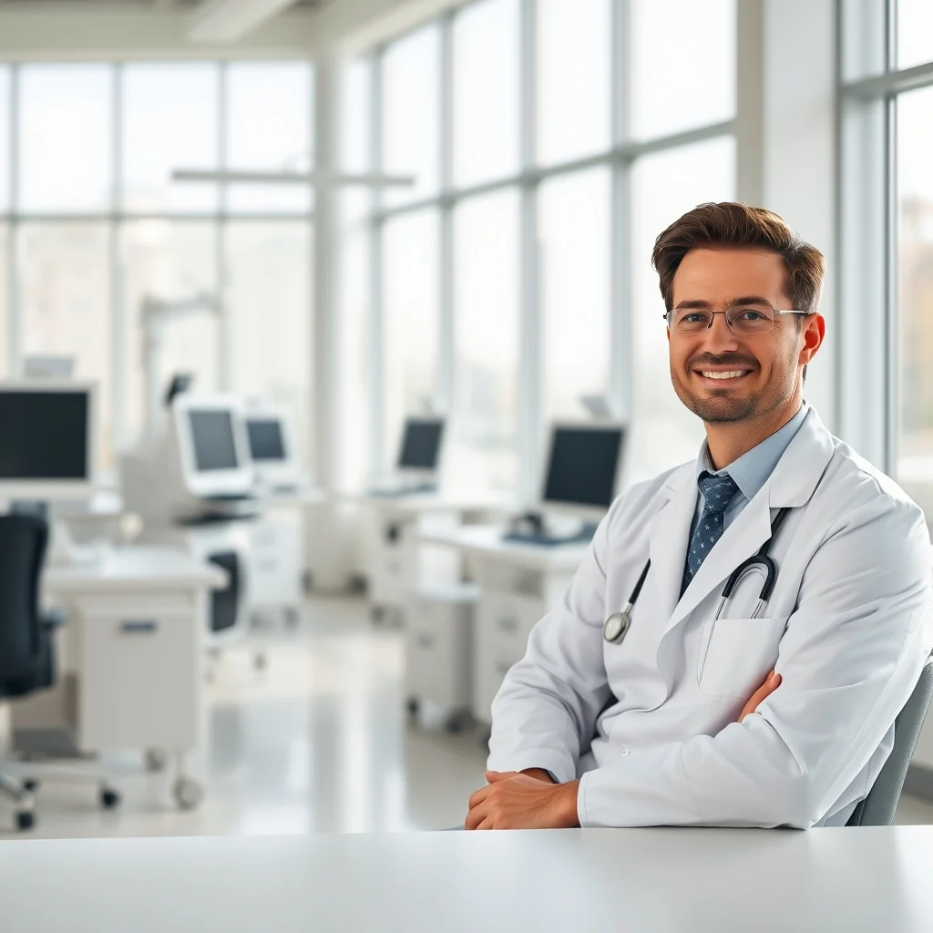 Stetoskoplu hekimin klinik masasında Almanya'da doktorların vergi sonrası aylık kazancını temsil eden belgeleri incelemesi.