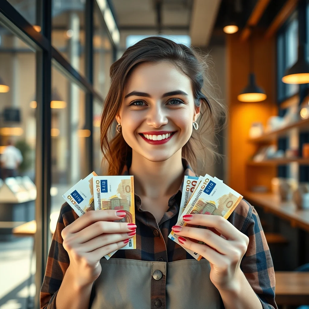 Almanya'da minijob yapan bir çalışan masada Euro banknotlarını ve aylık net kazancını hesaplıyor.