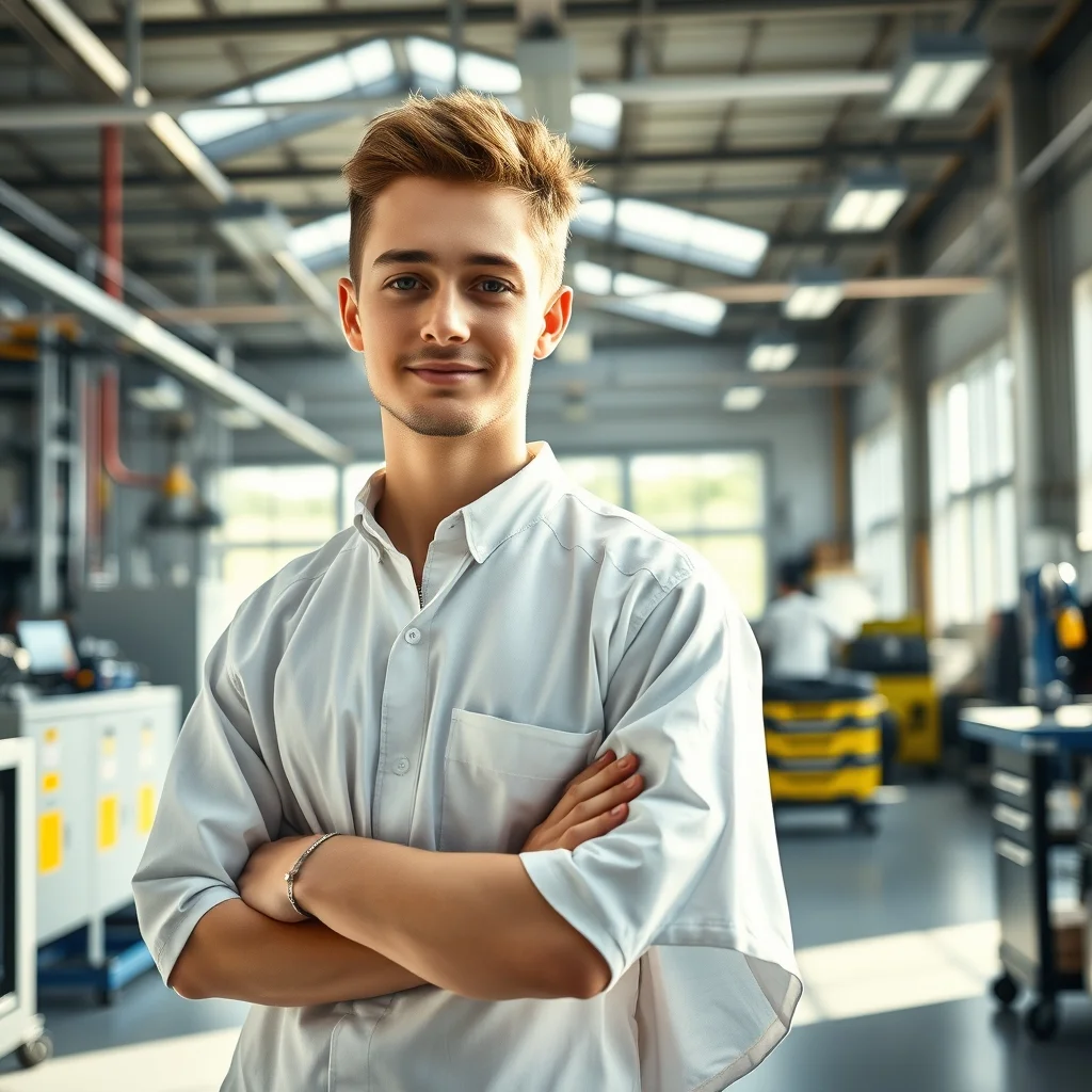 Almanya'da ausbildung eğitimi için B1 ve B2 seviye Almanca ders kitaplarına çalışan genç bir öğrenci.