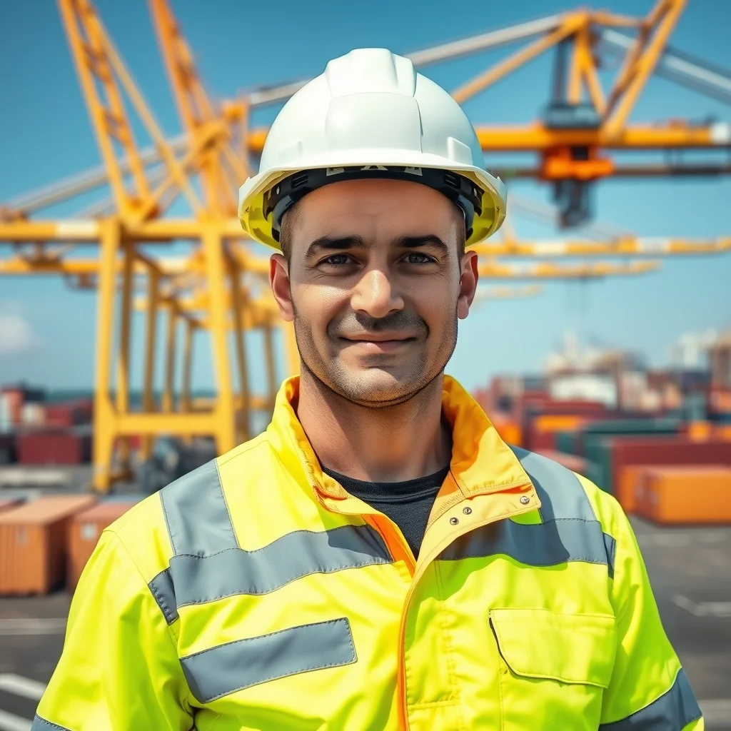 Hamburg'da liman şantiyesinde vinç kabininden konteyner taşıyan bir vinç operatörünün çalışma anı.