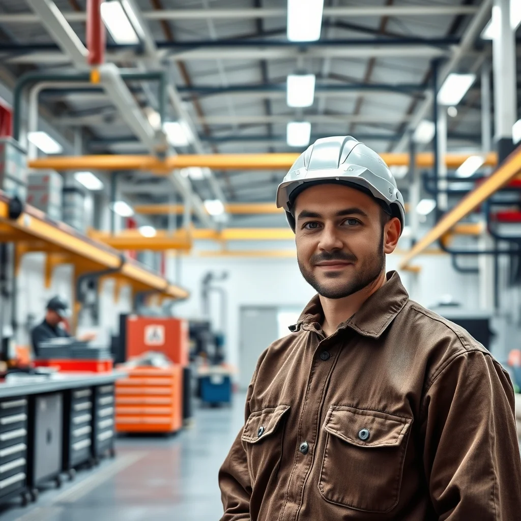 Köln'de sanayi tesisinde gazaltı kaynakçısı kaskıyla koruyucu ekipman giyerek metal birleştirme işlemi yapıyor.